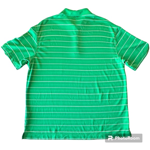 Nike Golf Mens Polo Dri-Fit Green White Striped Short Sleeve Polo Shirt Size L - Picture 12 of 16